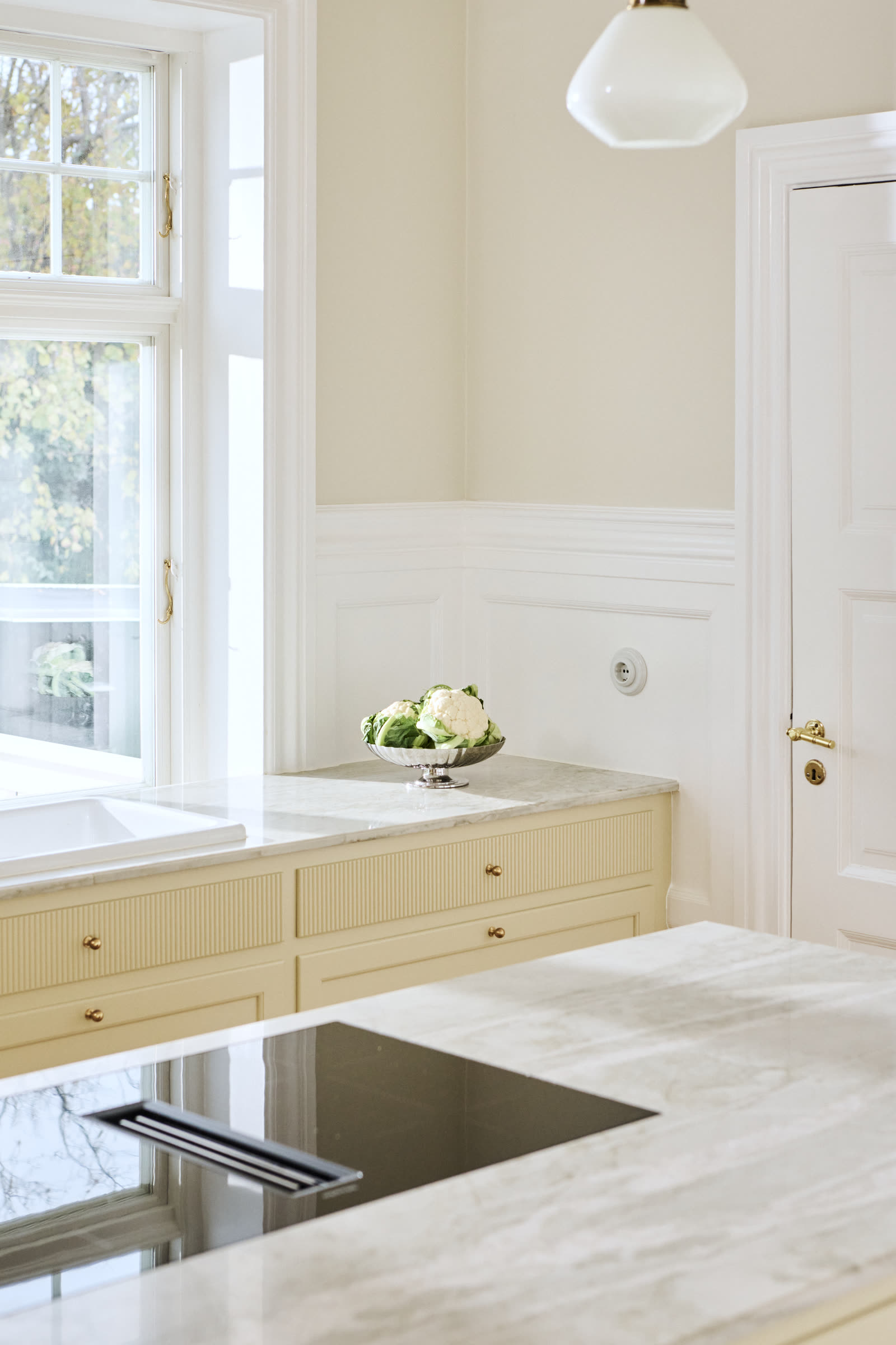 Drawers with brass knobs