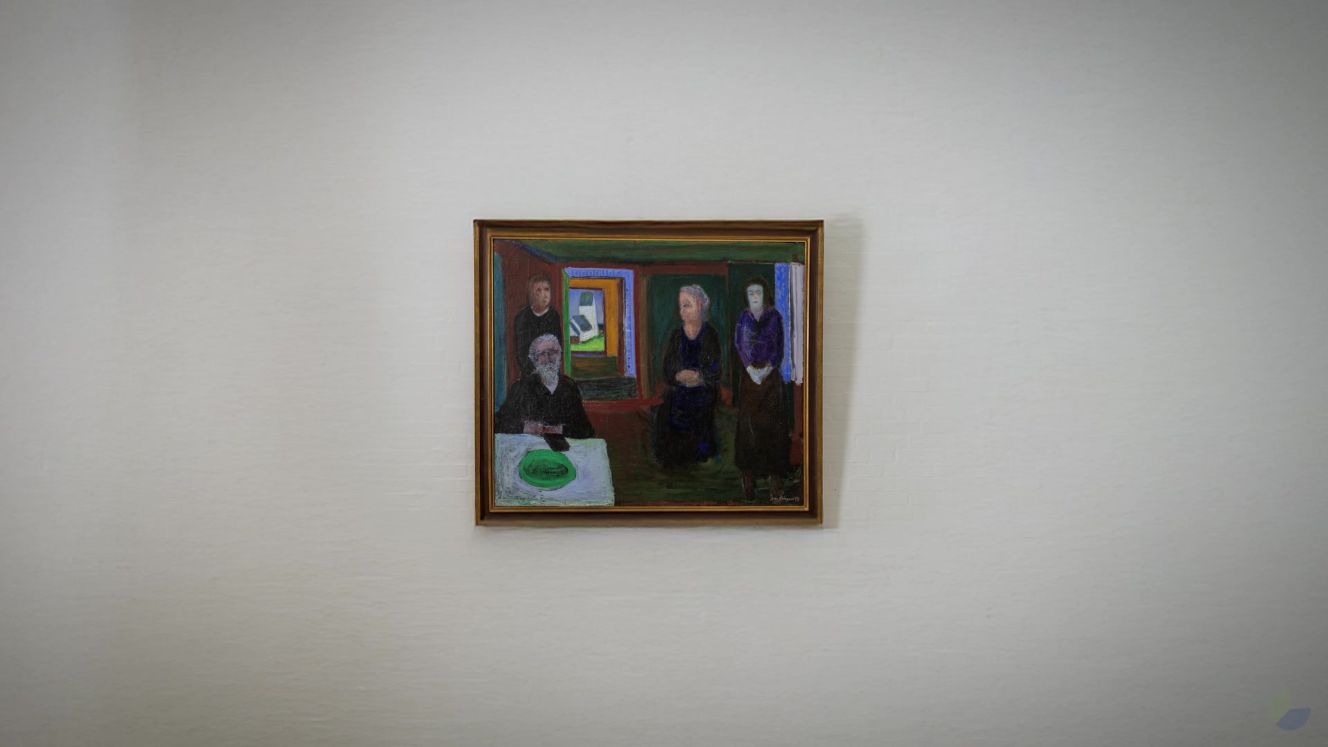 A painting on the wall of the studio